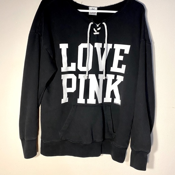 PINK Victoria's Secret Tops - Victoria's secret pink black logo sweatshirt